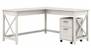 L Shaped Desks Bush 60in W L-Shaped Desk with Mobile File Cabinet