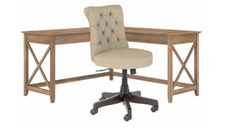 L Shaped Desks Bush 60" W L-Shaped Desk with Mid Back Tufted Office Chair