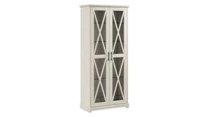 Curio Cabinets Bush Farmhouse Curio Cabinet with Glass Doors and Shelves