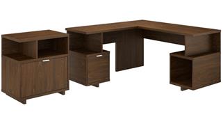 L Shaped Desks Bush 60" W L-Shaped Desk with Lateral File Cabinet