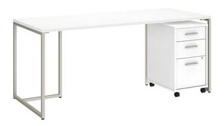Computer Desks Bush 72in W Table Desk with 3 Drawer Mobile File Cabinet