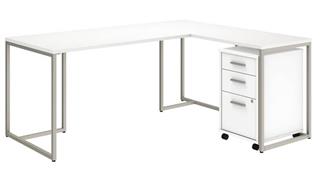 L Shaped Desks Bush 72in W L-Shaped Desk with 30in W Return and Mobile File Cabinet