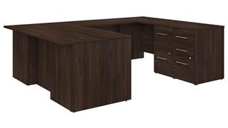 U Shaped Desks Bush 72" W U-Shaped Executive Desk with 3 Drawer File Cabinet - Assembled, and 2 Drawer File Cabinet - Assembled