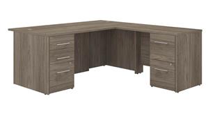 L Shaped Desks Bush 72in W L-Shaped Executive Desk with 3 Drawer File Cabinet - Assembled, and 2 Drawer File Cabinet - Assembled