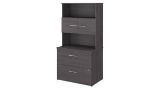 File Cabinets Lateral Bush 36" W 2 Drawer Lateral File Cabinet - Assembled, with Hutch