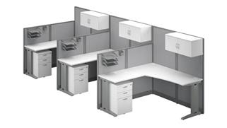 Workstations & Cubicles Bush 3 Person L-Shaped Cubicle Desks with Storage, Drawers, and Organizers