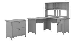 L Shaped Desks Bush 60in W L Shaped Desk with Hutch and Lateral File Cabinet
