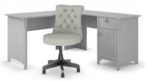 L Shaped Desks Bush 60in W L-Shaped Desk with Mid Back Tufted Office Chair