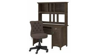 Computer Desks Bush 48" W Computer Desk with Hutch and Mid Back Tufted Office Chair