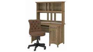 Computer Desks Bush 48in W Computer Desk with Hutch and Mid Back Tufted Office Chair