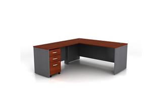 L Shaped Desks Bush 72" W L-Shaped Desk and Assembled 3 Drawer Mobile File Cabinet