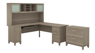 L Shaped Desks Bush 72" W L-Shaped Desk with Hutch and Lateral File Cabinet