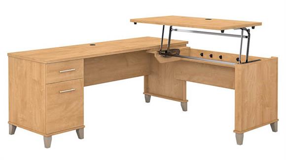 Adjustable Height Desks & Tables Bush 72" W 3 Position Sit to Stand L-Shaped Desk