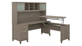 Adjustable Height Desks & Tables Bush 6ft W 3 Position Sit to Stand L-Shaped Desk with Hutch