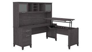 Adjustable Height Desks & Tables Bush 72" W 3 Position Sit to Stand L-Shaped Desk with Hutch
