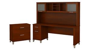 Computer Desks Bush 72in W Office Desk with Hutch and Lateral File Cabinet