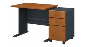 Computer Desks Bush 36in W Desk with Assembled 3 Drawer Mobile File Cabinet