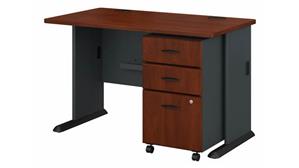 Computer Desks Bush 48in W Desk with Assembled 3 Drawer Mobile File Cabinet