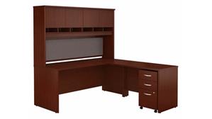 L Shaped Desks Bush 72" W L-Shaped Desk with Hutch and Assembled 3 Drawer Mobile File Cabinet