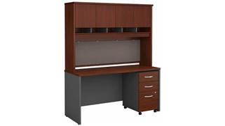 Computer Desks Bush 60in W x 24in D Office Desk with Hutch and Assembled 3 Drawer Mobile File Cabinet