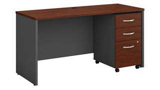 Computer Desks Bush 60in W x 24in D Office Desk with Assembled 3 Drawer Mobile File Cabinet