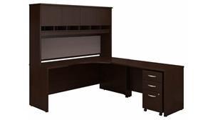 Corner Desks Bush 72" W Right Handed Corner Desk with Hutch and Assembled 3 Drawer Mobile File Cabinet