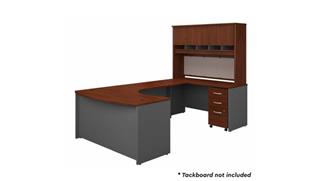 U Shaped Desks Bush 60in W Right Handed Bow Front U-Shaped Desk with Hutch and Assembled Mobile File Cabinet