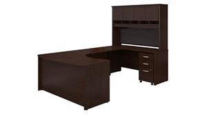U Shaped Desks Bush 60" W Right Handed Bow Front U-Shaped Desk with Hutch and Assembled Mobile File Cabinet