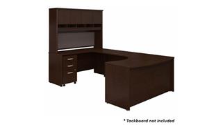 U Shaped Desks Bush 60in W Left Handed Bow Front U-Shaped Desk with Hutch and Assembled Mobile File Cabinet