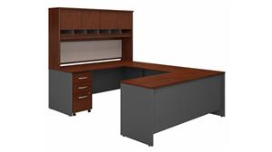 U Shaped Desks Bush 72" W U-Shaped Desk with Hutch and Assembled Mobile File Cabinet