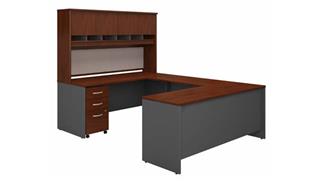 U Shaped Desks Bush 72" W U-Shaped Desk with Hutch and Assembled Mobile File Cabinet
