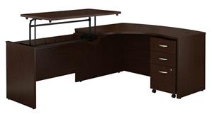 Adjustable Height Desks & Tables Bush 60in W x 85in D Left Hand 3 Position Sit to Stand L Shaped Desk with Mobile File Cabinet