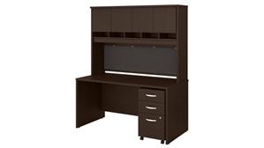 Computer Desks Bush 60in W x 30in D Office Desk with Hutch and Assembled  Mobile File Cabinet