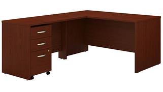 L Shaped Desks Bush 60" W L-Shaped Desk with Assembled 3 Drawer Mobile File Cabinet