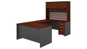 U Shaped Desks Bush 60" W U-Shaped Desk with Hutch and Mobile File Cabinet