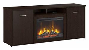 Electric Fireplaces Bush 72in W Electric Fireplace with Storage Cabinets and Doors