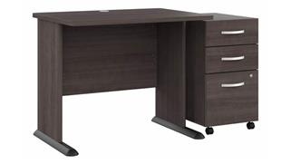 Computer Desks Bush 36in W Small Computer Desk with Assembled 3 Drawer Mobile File Cabinet