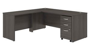 Executive Desks Bush 72" W x 30" D L-Shaped Desk with 42" W Return and Assembled Mobile File Cabinet