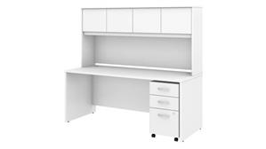 Executive Desks Bush 72in W x 30in D Office Desk with Hutch and Assembled Mobile File Cabinet