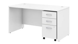 Executive Desks Bush 60" W x 30" D Office Desk with Assembled Mobile File Cabinet