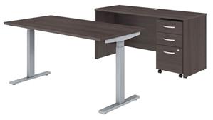 Adjustable Height Desks & Tables Bush 60in W x 30in D Height Adjustable Standing Desk, Credenza and Assembled Mobile File Cabinet