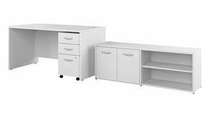 Computer Desks Bush 60in W x 30in D Office Desk with Storage Return and Assembled  Mobile File Cabinet