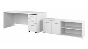 Computer Desks Bush 72in W x 30in D Office Desk with Storage Return and Mobile File Cabinet