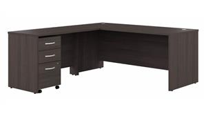 L Shaped Desks Bush 72" W L-Shaped Desk with Assembled Mobile File Cabinet