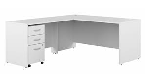 L Shaped Desks Bush 66in W x 30in D L-Shaped Desk with Assembled 3 Drawer Mobile File Cabinet