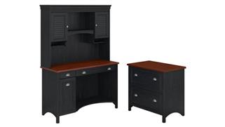 Computer Desks Bush Computer Desk with Hutch and 2 Drawer Lateral File Cabinet