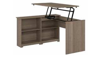 Adjustable Height Desks & Tables Bush 52in W 3 Position Sit to Stand Corner Desk with Shelves
