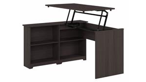 Adjustable Height Desks & Tables Bush 52in W 3 Position Sit to Stand Corner Desk with Shelves