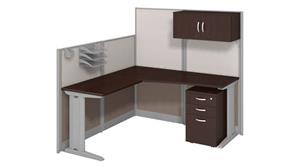 Workstations & Cubicles Bush 65in W L-Shaped Cubicle Desk with Storage, Drawers, and Organizers