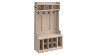 Hall Trees Bush 40in W Hall Tree and Shoe Storage Bench with Shelves